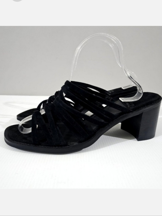 Jeffrey Campbell Shoes - Jeffrey Campbell Intertwine Slide Sandal Womens 11 Black Suede Block Heel